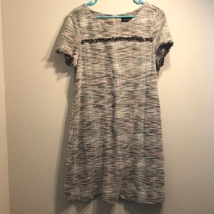 Pink, black, and white dress